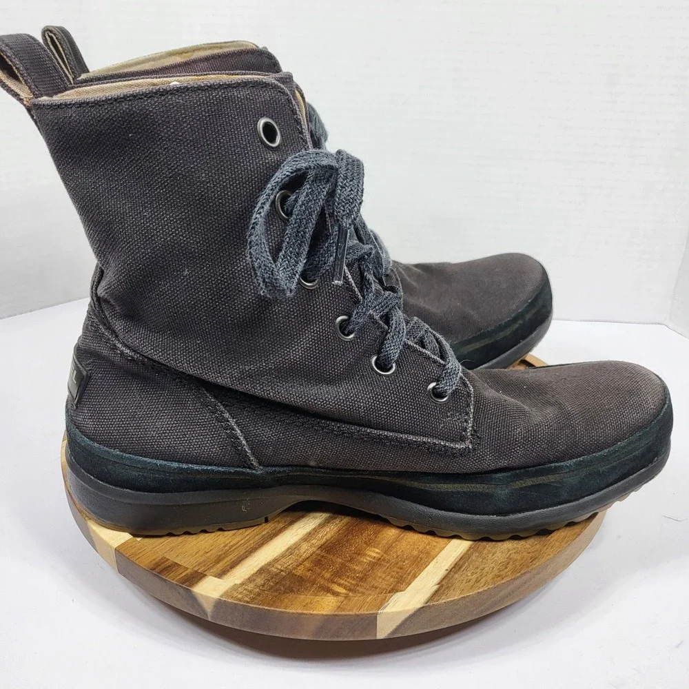 Sorel Canvas Boots Men Size 9 Black Good NM1688-010 High Top Utility Rugged
